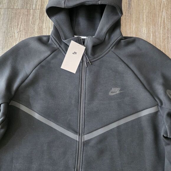 Nike Tech Fleece Windrunner Hoodie Full Zip Sportswear Triple Black Men's XL New - Picture 5 of 16